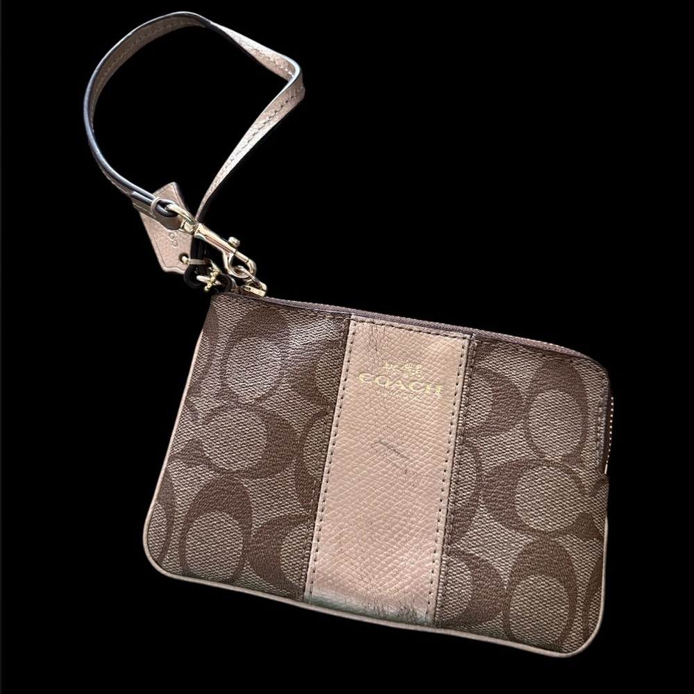 Coach Brown and Tan Wristlet